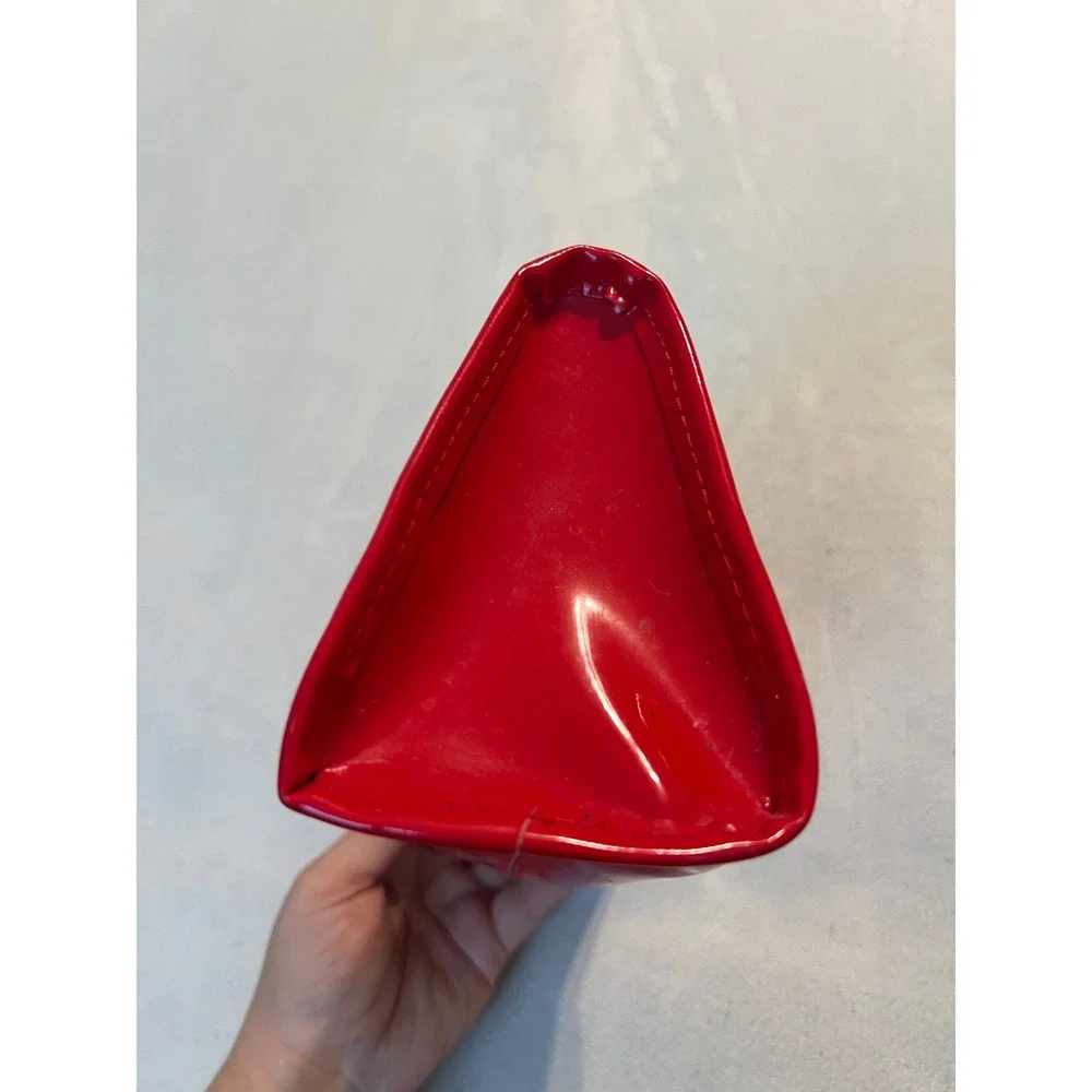 Victorias Secret Red Patent Makeup Bag Cosmetic Pouch Logo Heart Zip Case